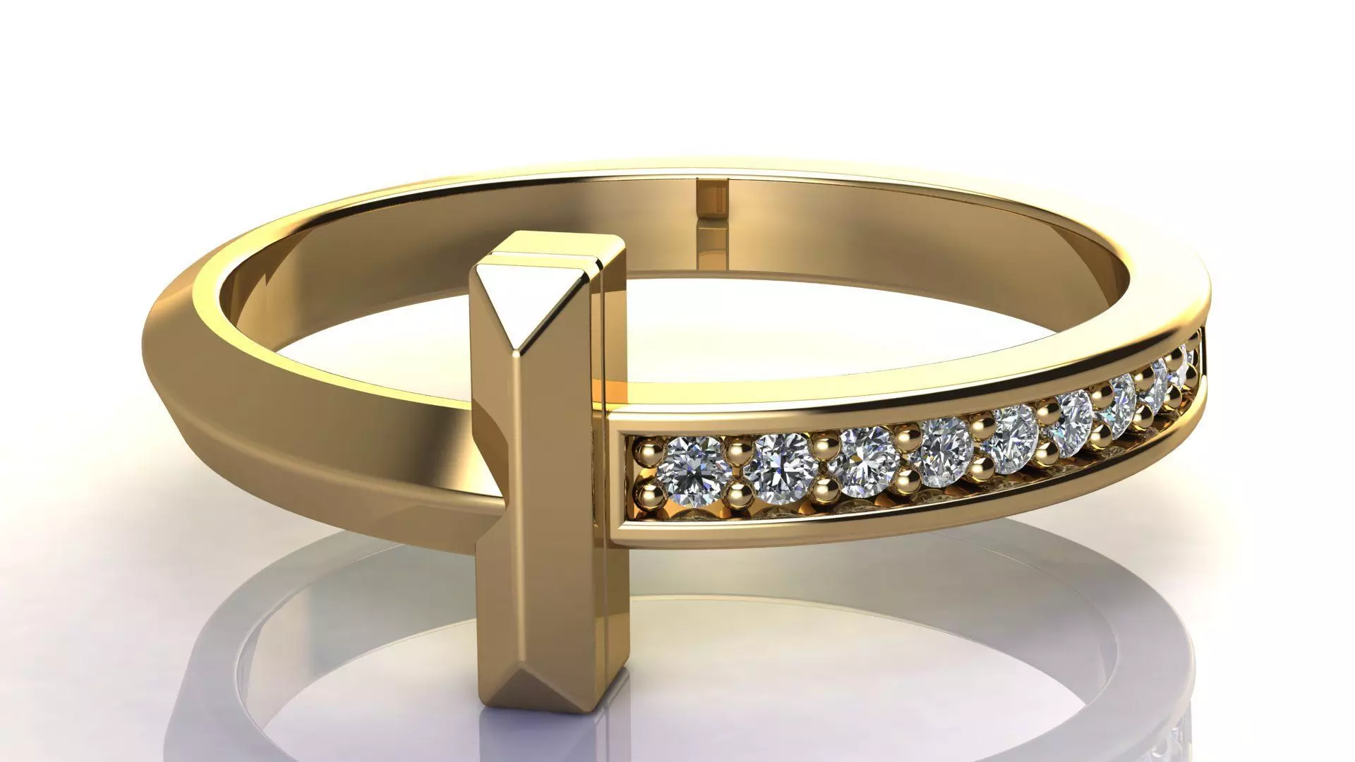 T1 Narrow Diamond Ring size 15 mm 3D print model_0