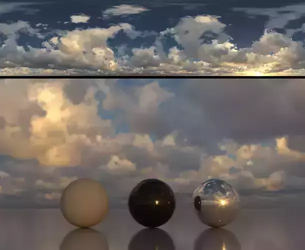 Skydome HDR - Cloudy Cumulus Sunset - 1