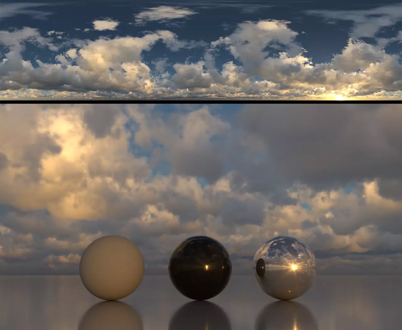 Skydome HDR - Cloudy Cumulus Sunset - 1 Texture_0