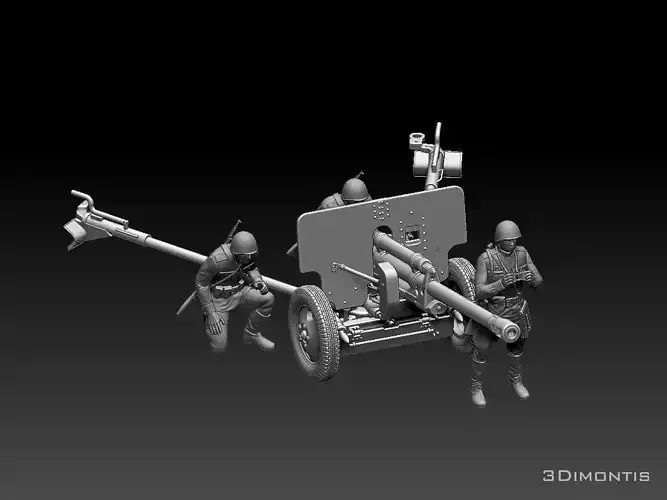 ussr soldiers ZIS-3 3D print model
