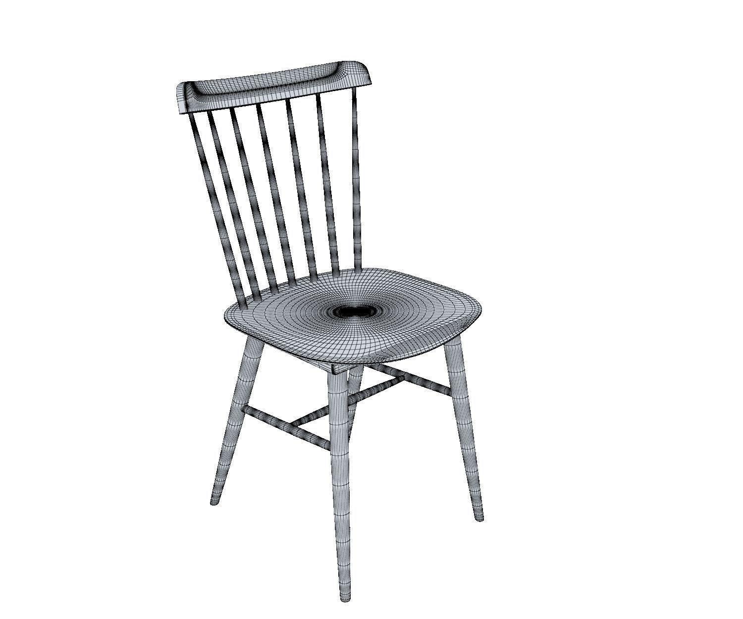 CHAIR 6 with wooden legs 3D model_10