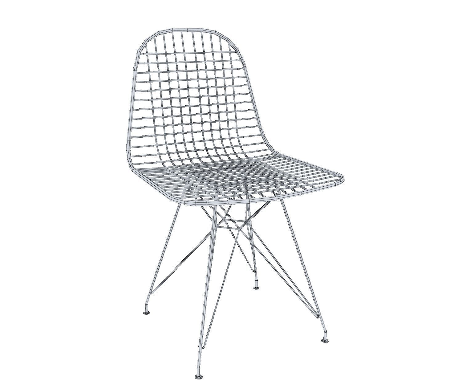 CHAIR 6 with wooden legs 3D model_9