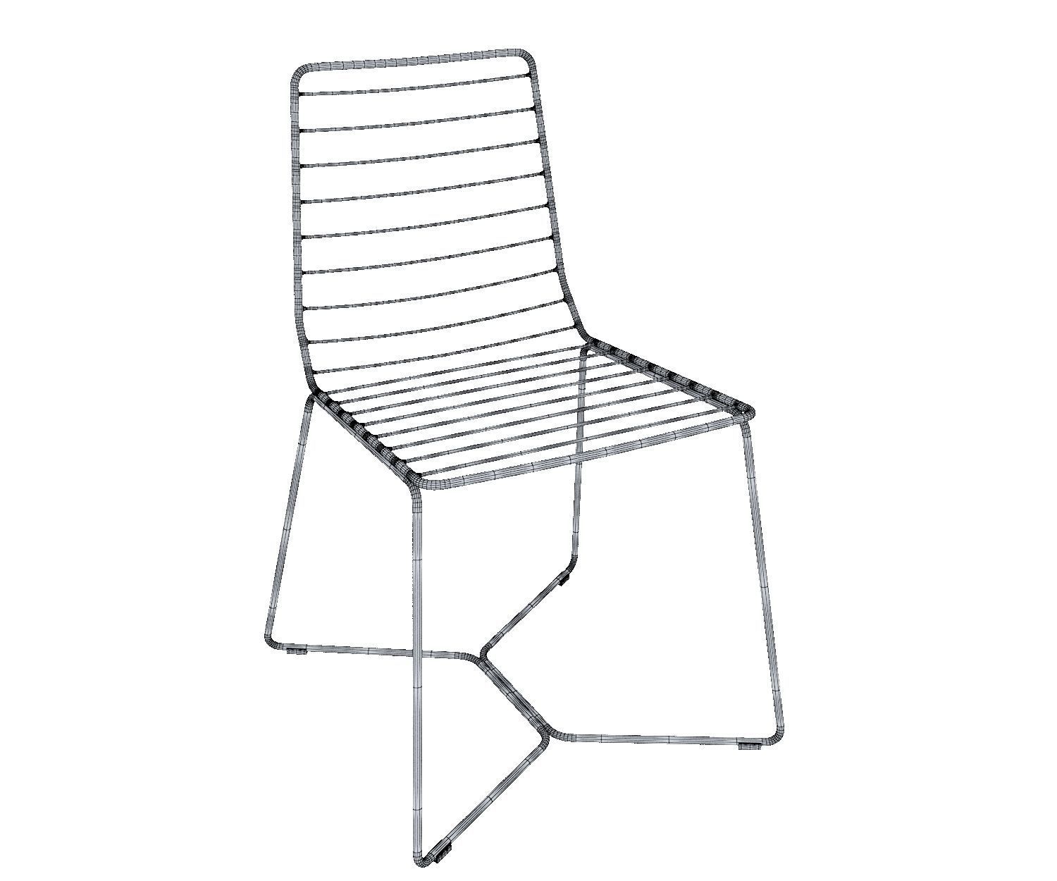 CHAIR 6 with wooden legs 3D model_8