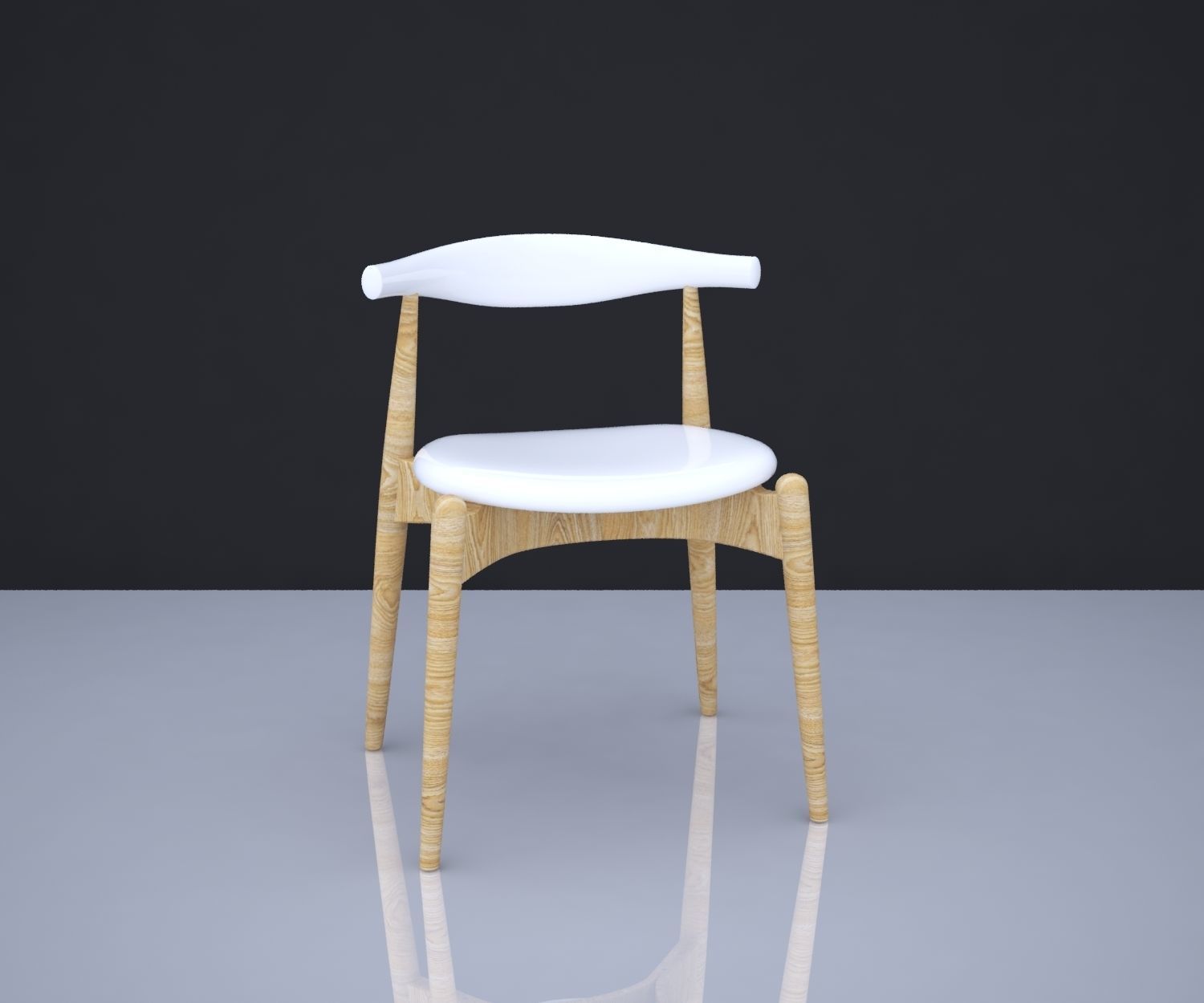 CHAIR 6 with wooden legs 3D model_6