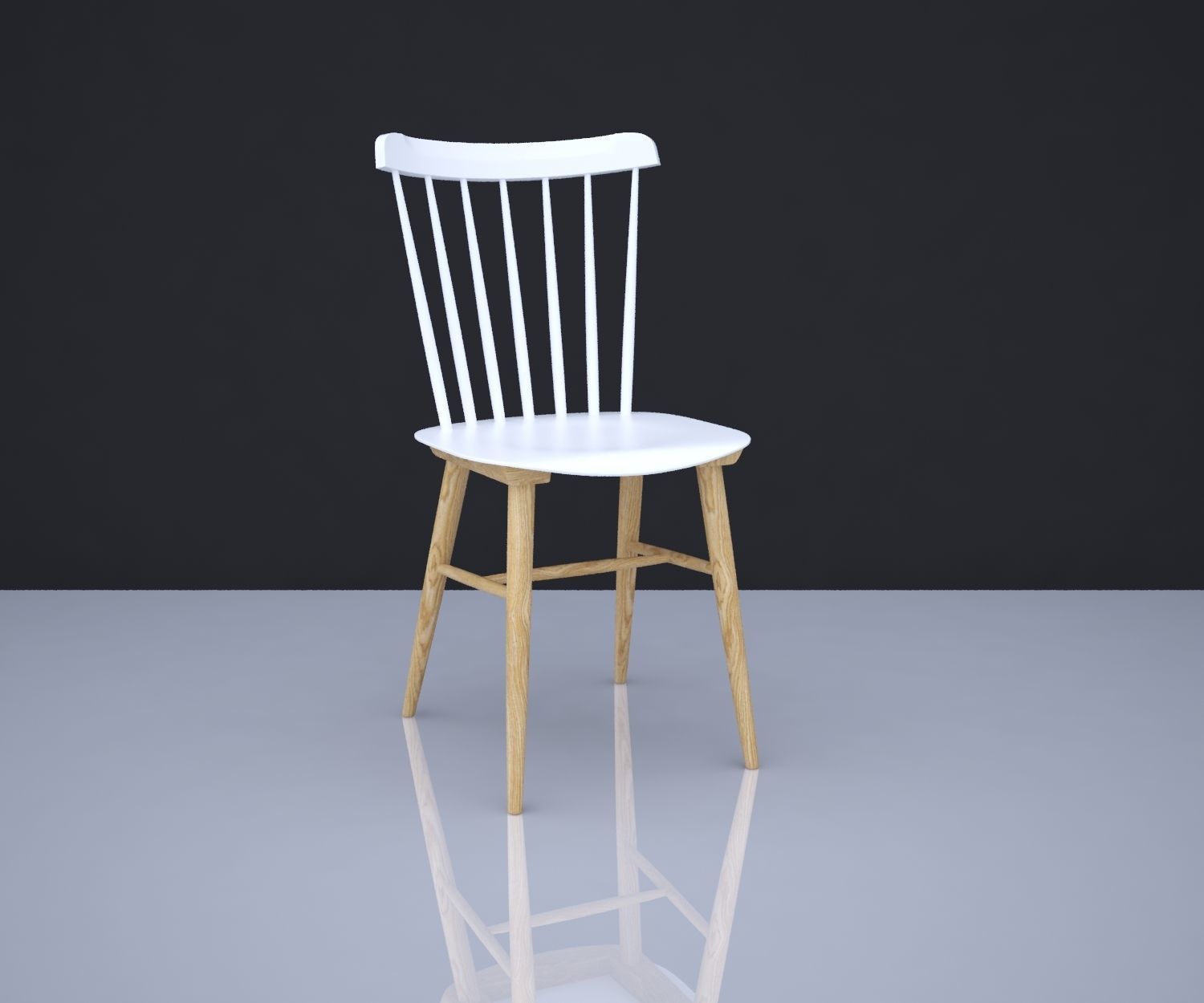 CHAIR 6 with wooden legs 3D model_3