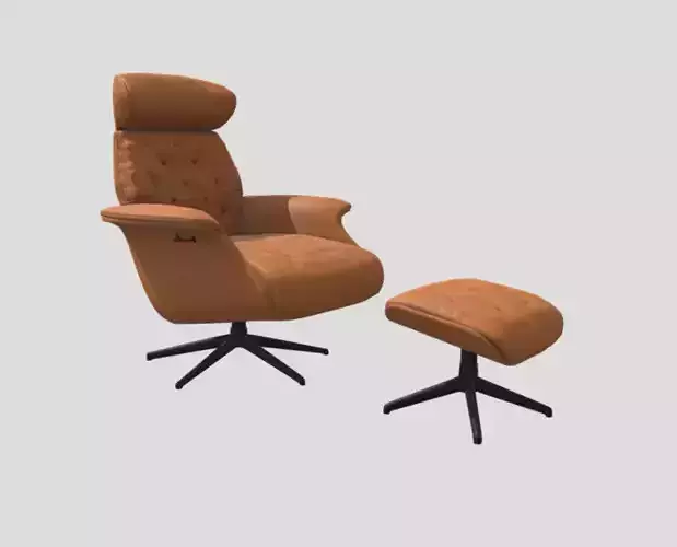 chair model orange leather recliner and ottoman