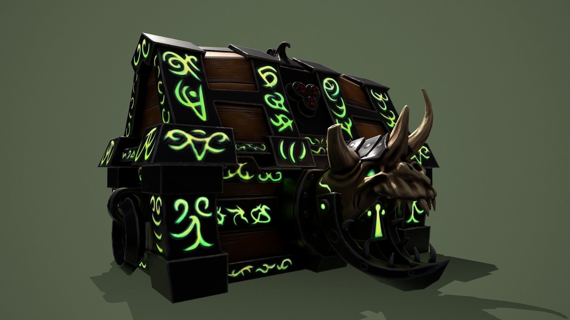 Rune chest Low-poly 3D model_9