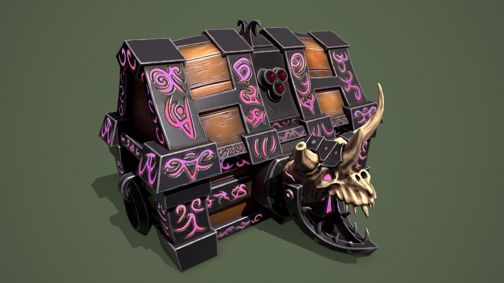 Rune chest Low-poly 3D model_4