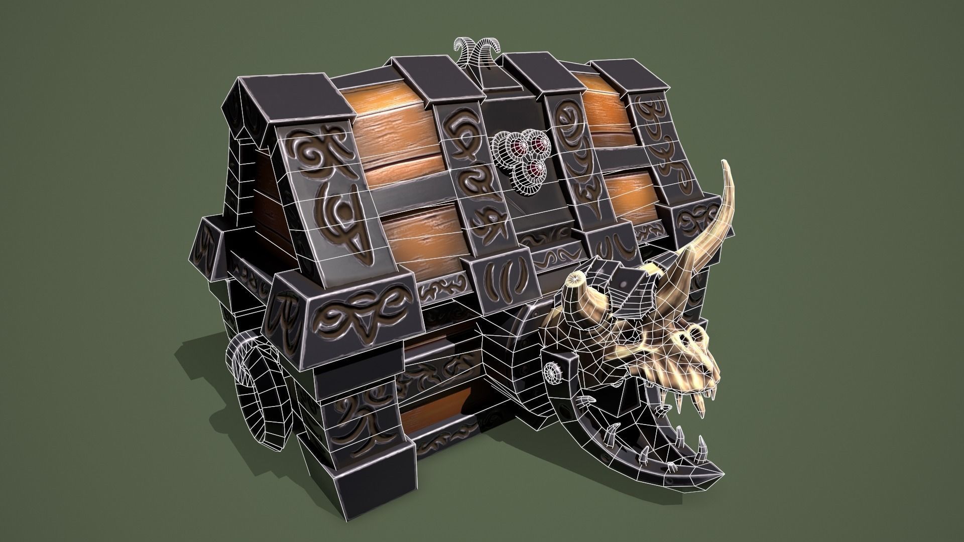 Rune chest Low-poly 3D model_5
