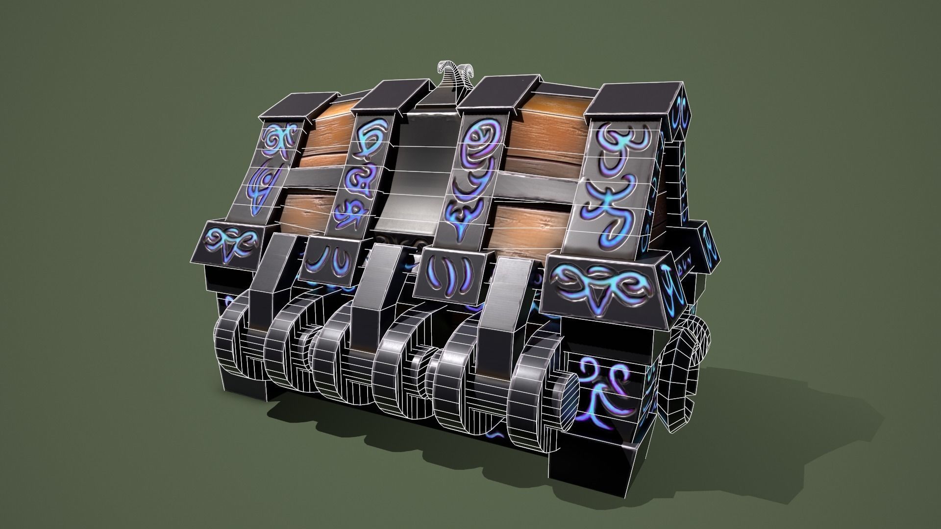 Rune chest Low-poly 3D model_10