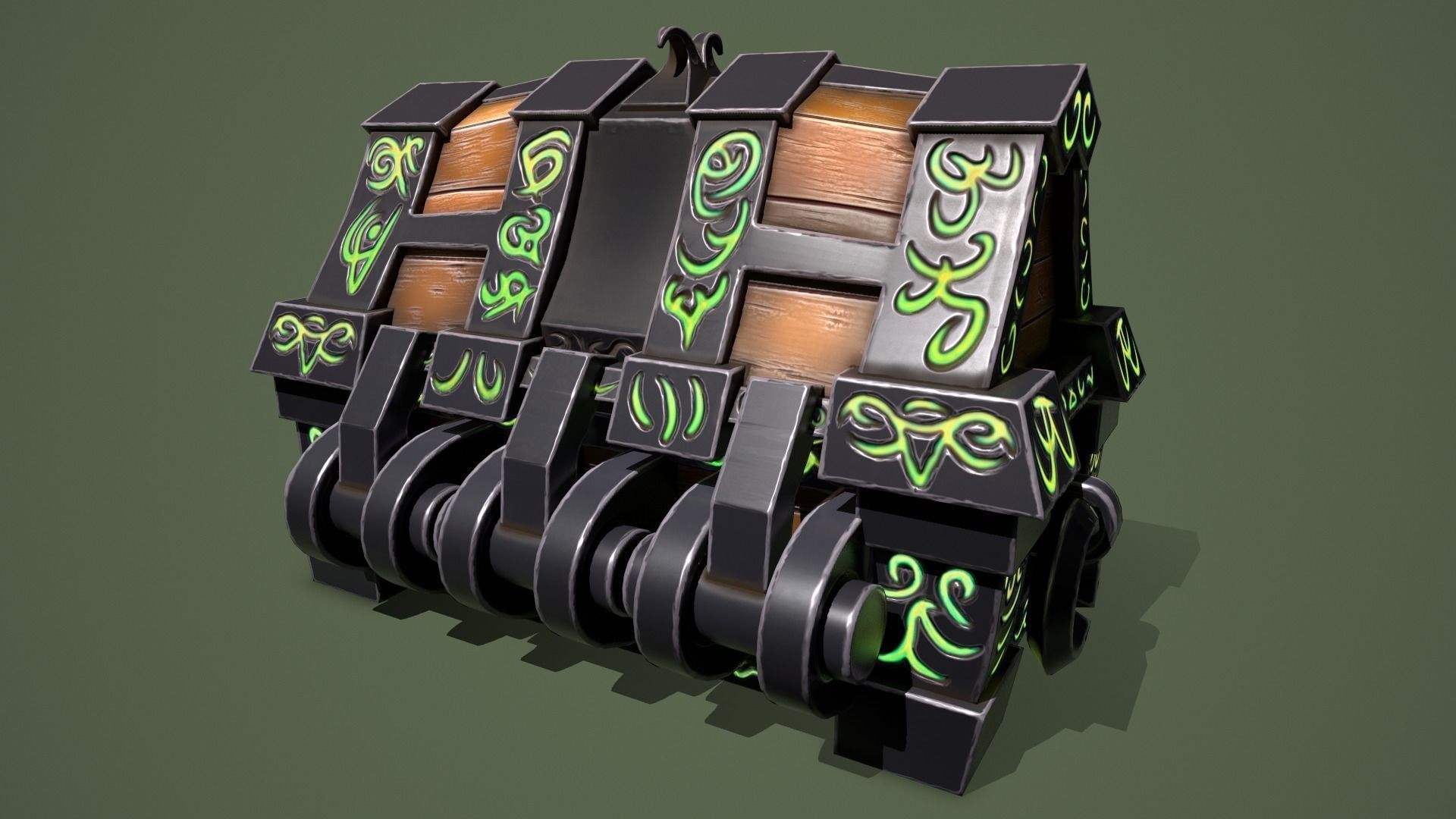 Rune chest Low-poly 3D model_8
