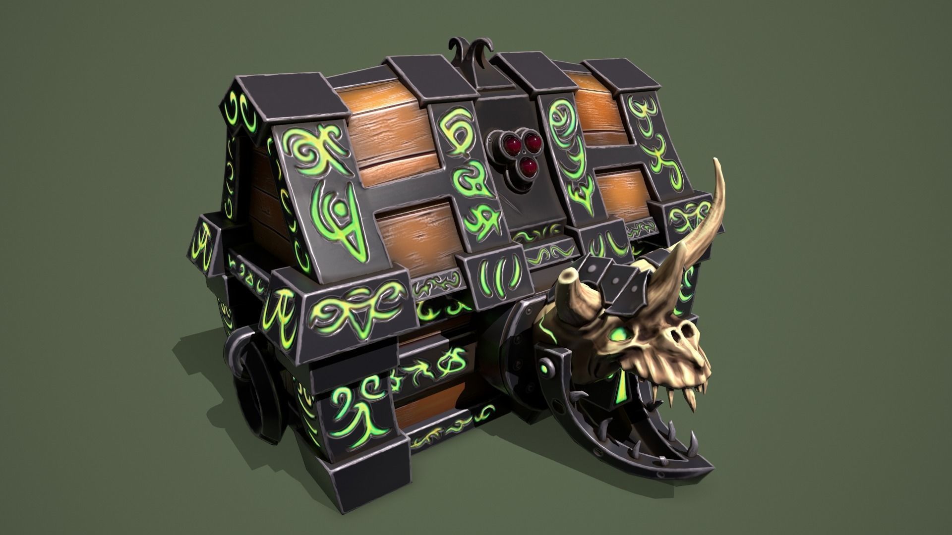 Rune chest Low-poly 3D model_2