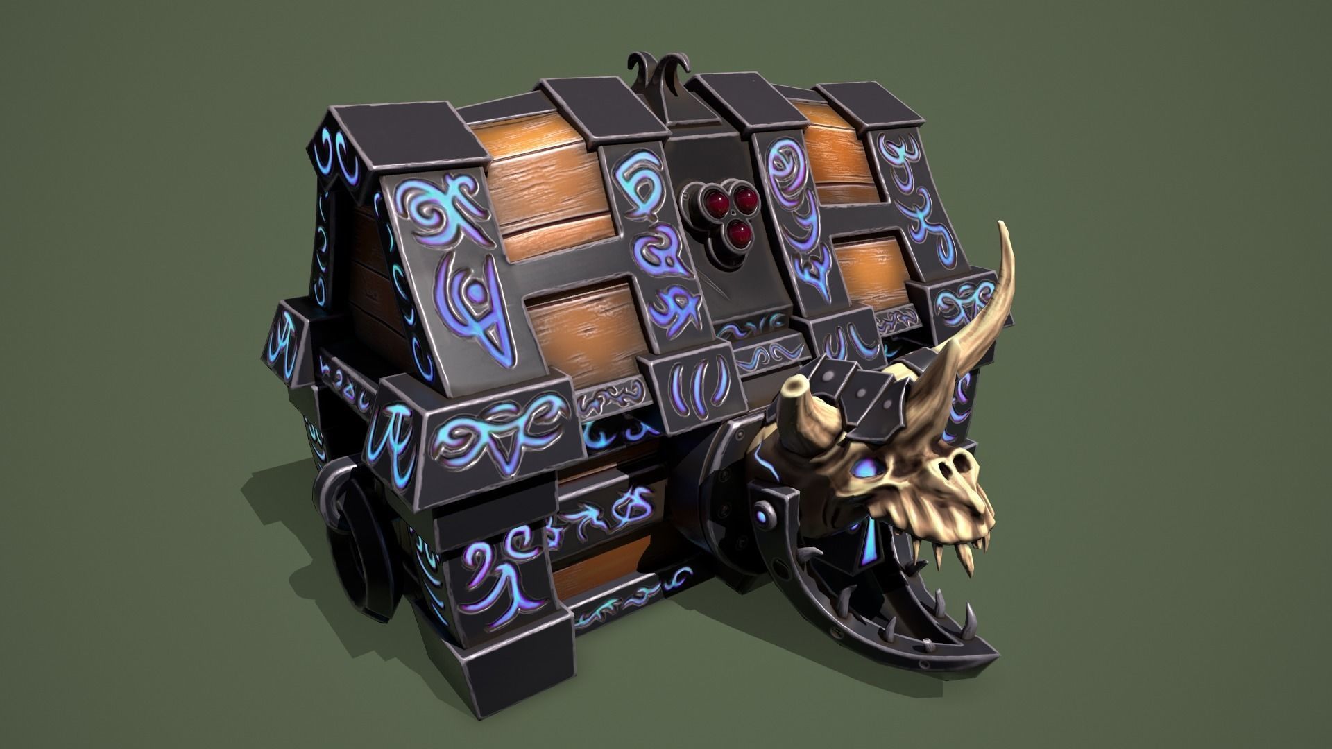 Rune chest Low-poly 3D model_3