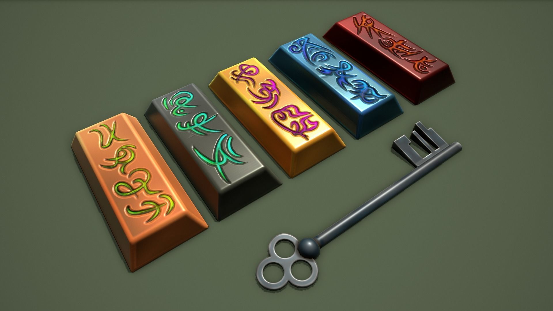 Rune chest Low-poly 3D model_16