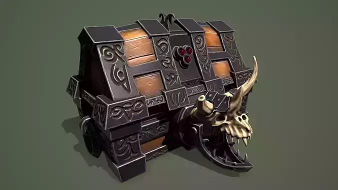 Rune chest Low-poly 3D model