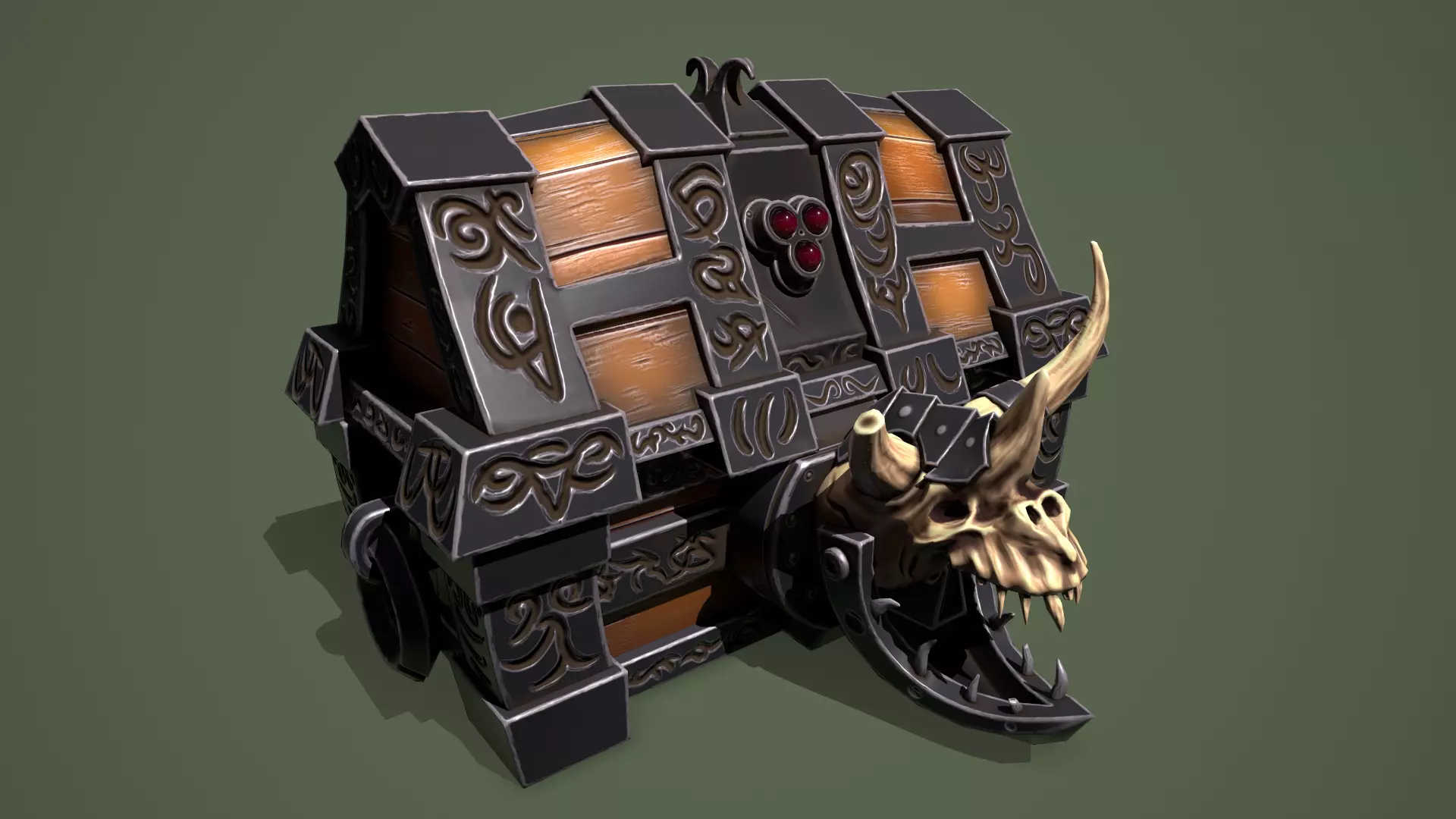 Rune chest Low-poly 3D model_0