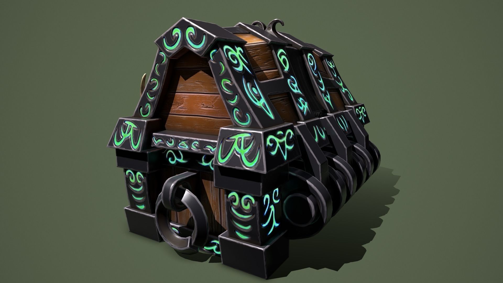 Rune chest Low-poly 3D model_7