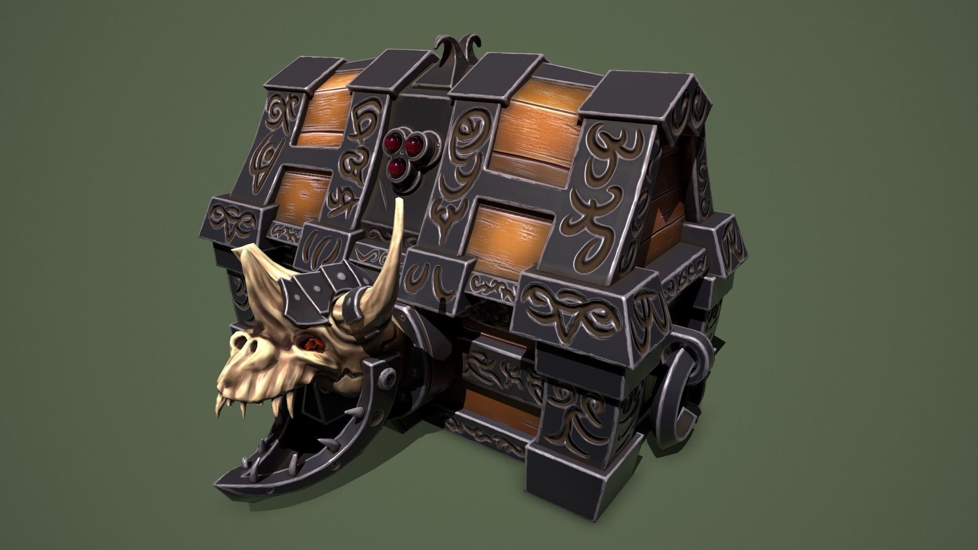Rune chest Low-poly 3D model_6