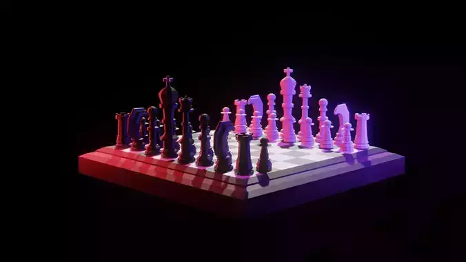 Lowpoly Chess Board Low-poly 3D model