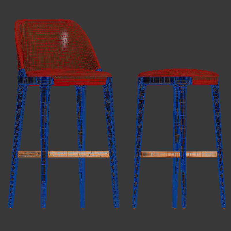 Potocco Velis barstool Round counterstool 3D model_4