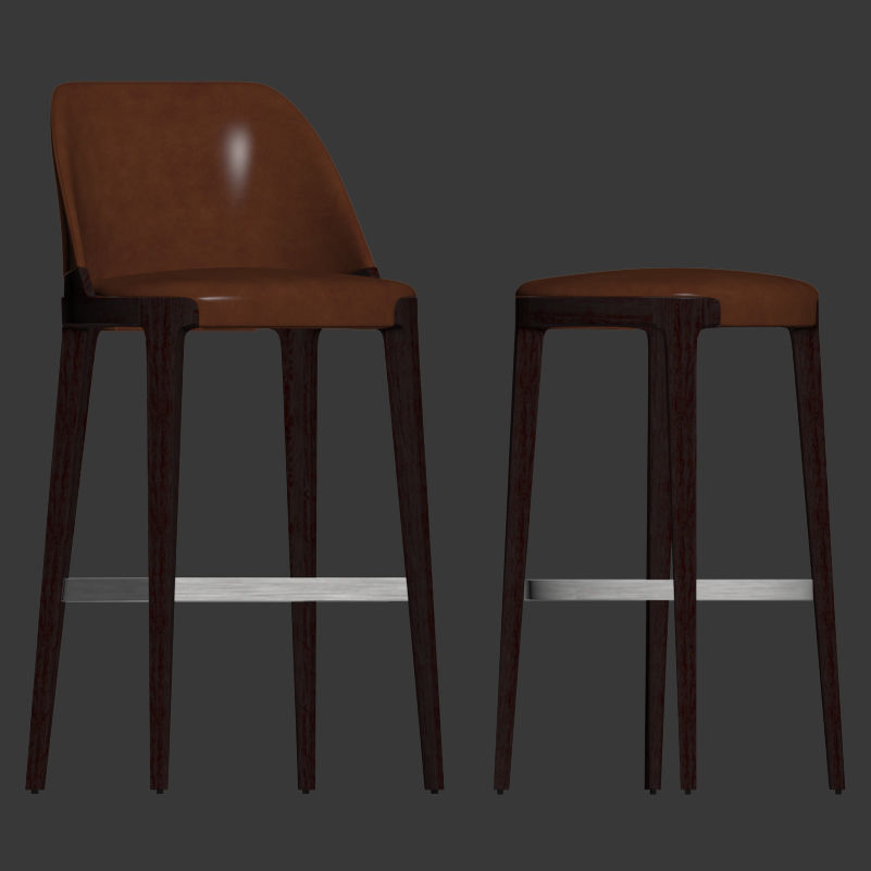 Potocco Velis barstool Round counterstool 3D model_3