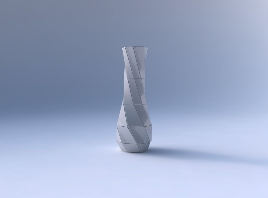 Vase twisted larger opening hexagon with large plates 3D print model_4