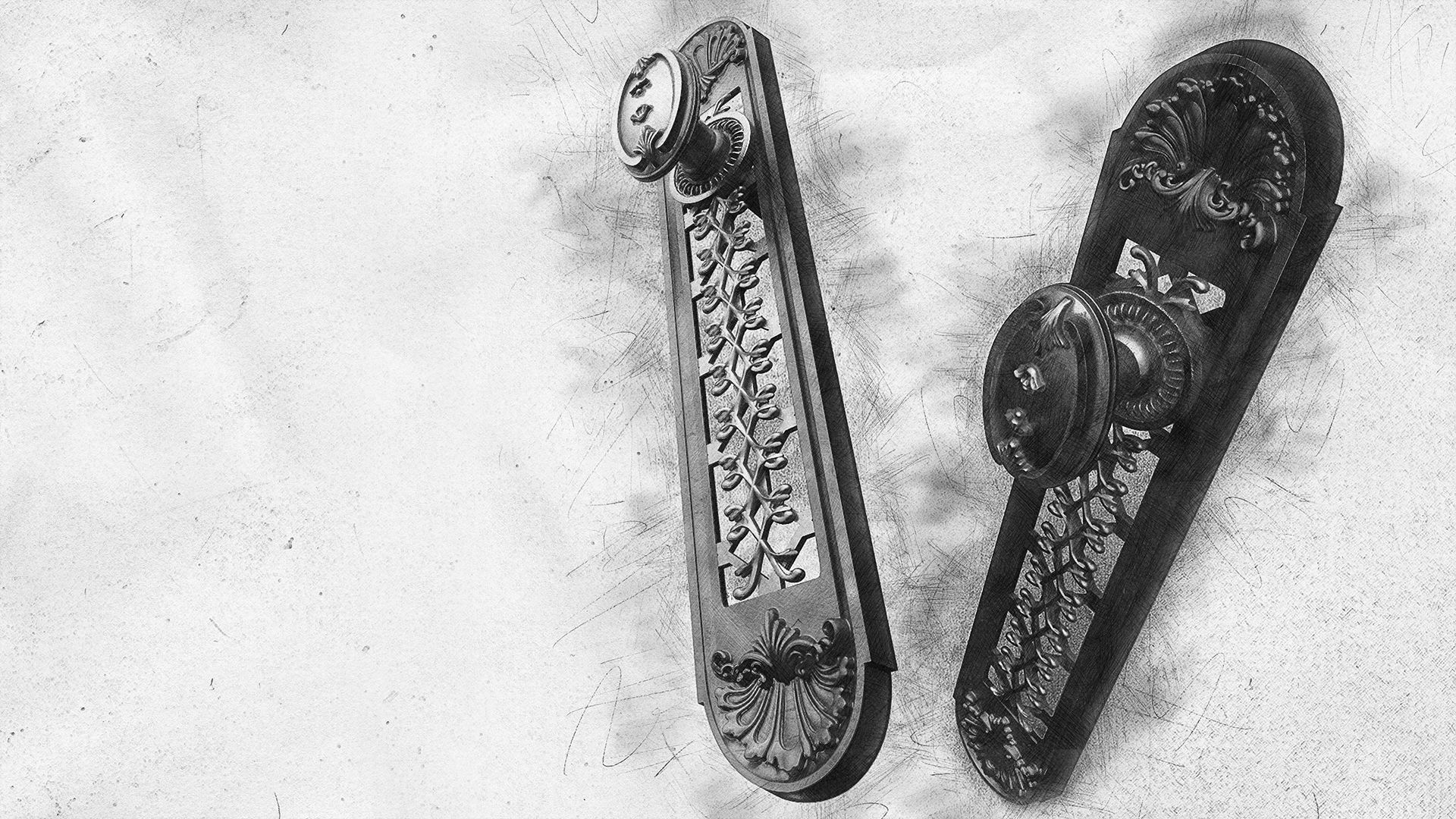 Brass Door Handles  3D model_5