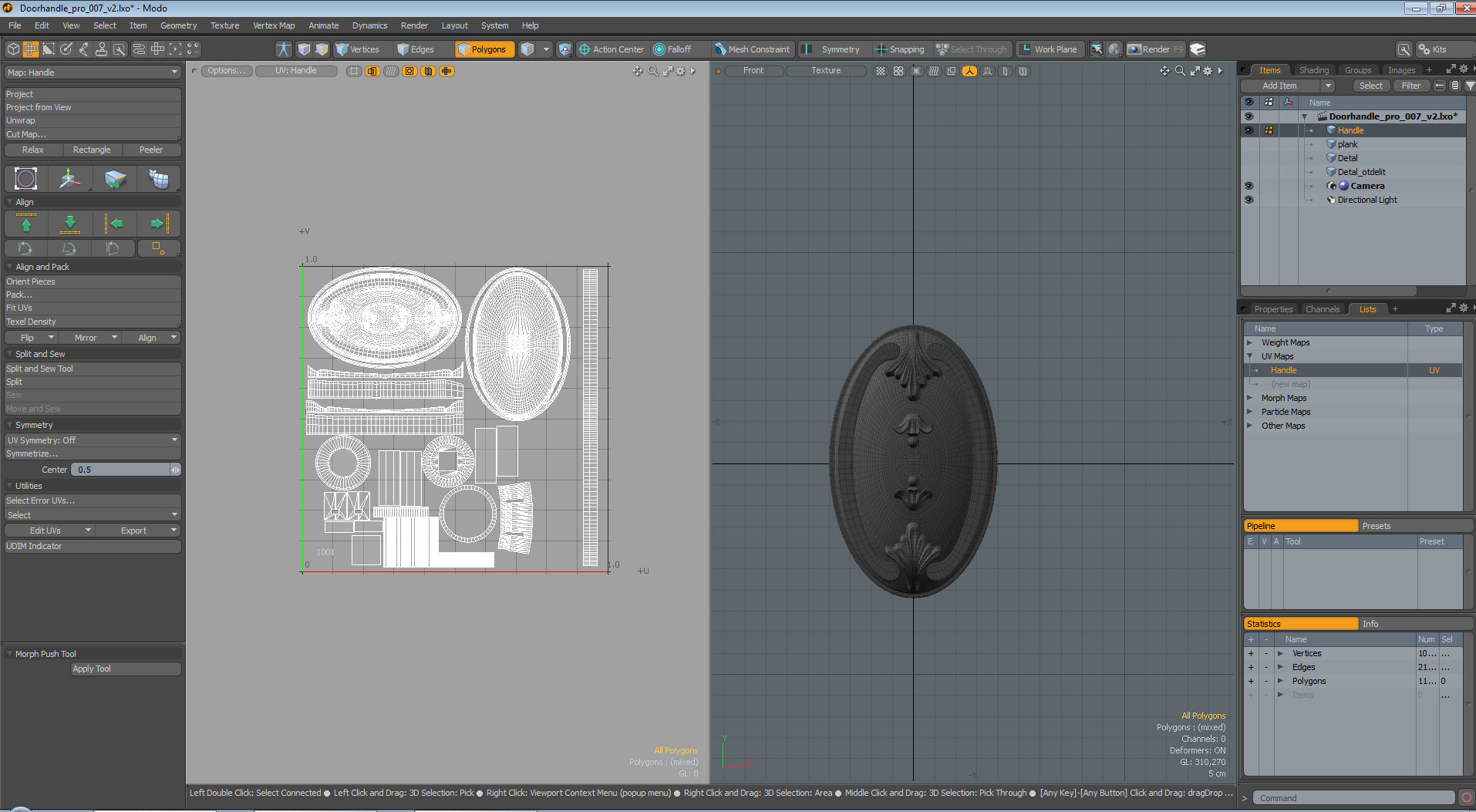 Brass Door Handles  3D model_7