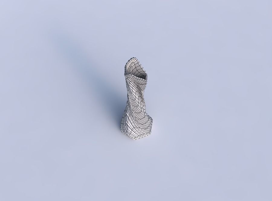 Vase twisted squeezed and bent hexagon 2 with wavy extruded ... 3D print model_6