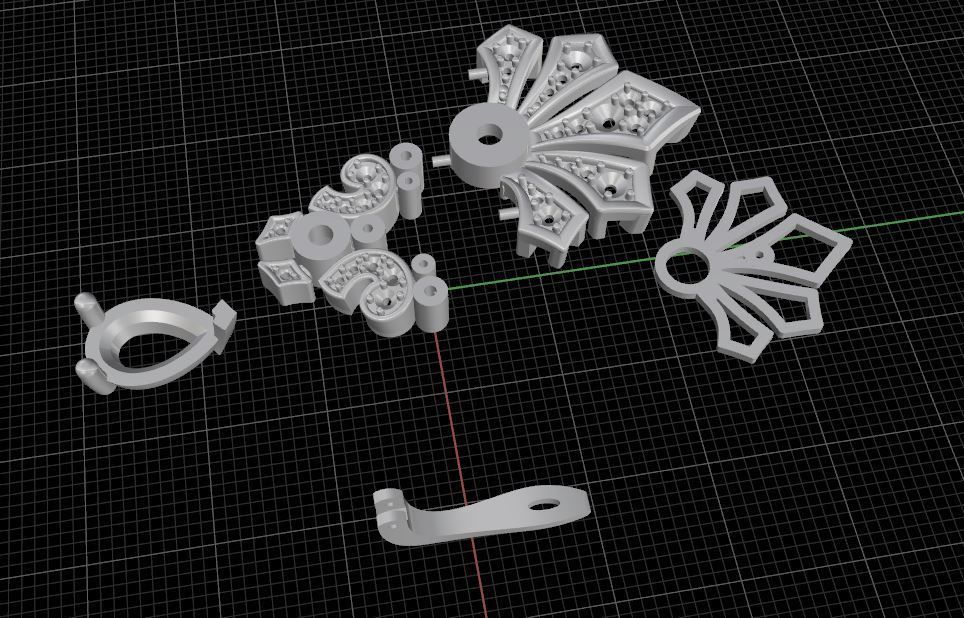 Earrings printable model Diamond earrings 3D print model_13