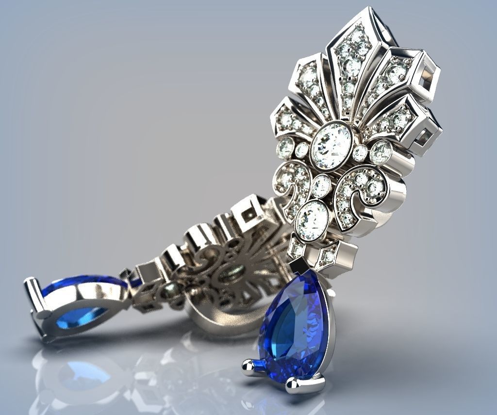 Earrings printable model Diamond earrings 3D print model_7