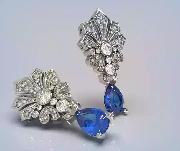 Earrings printable model Diamond earrings 3D print model