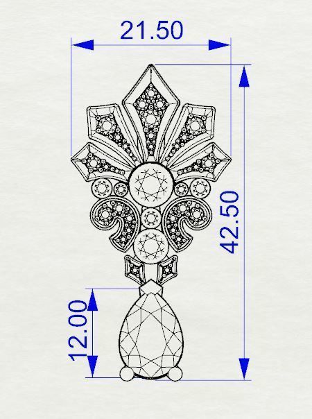 Earrings printable model Diamond earrings 3D print model_1