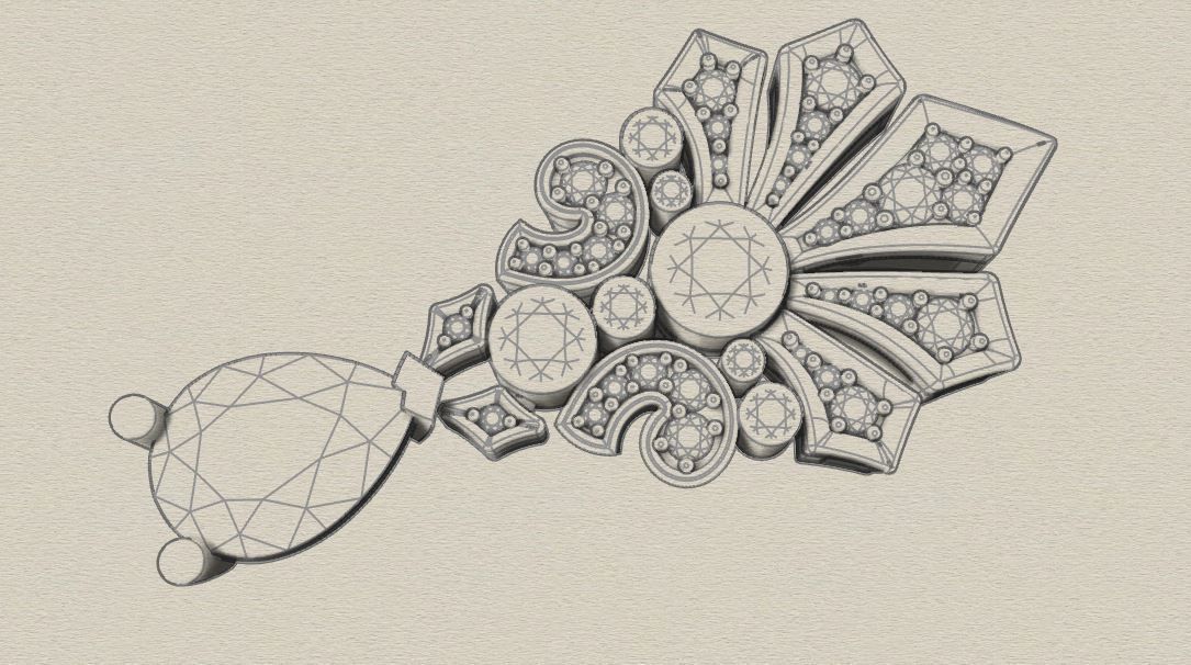 Earrings printable model Diamond earrings 3D print model_6