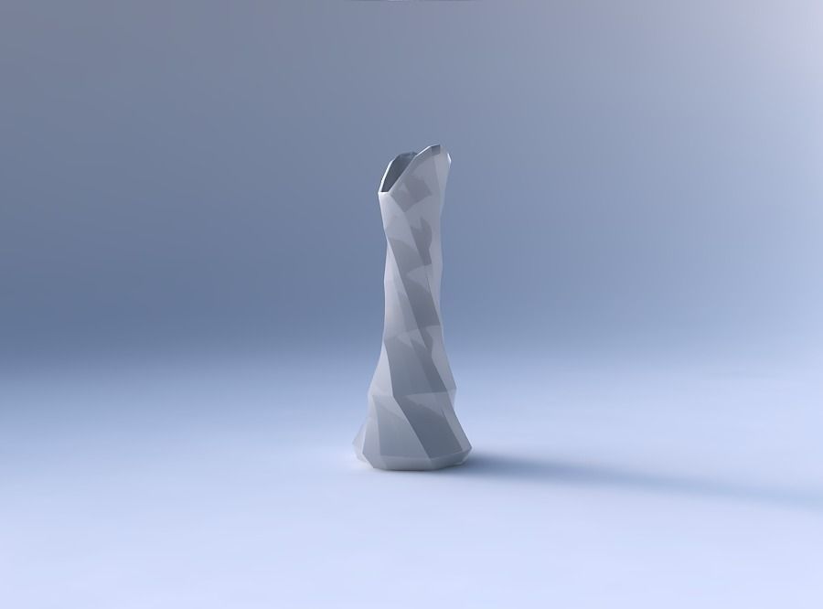 Vase twisted squeezed and bent hexagon 2 with curved creases 3D print model_4