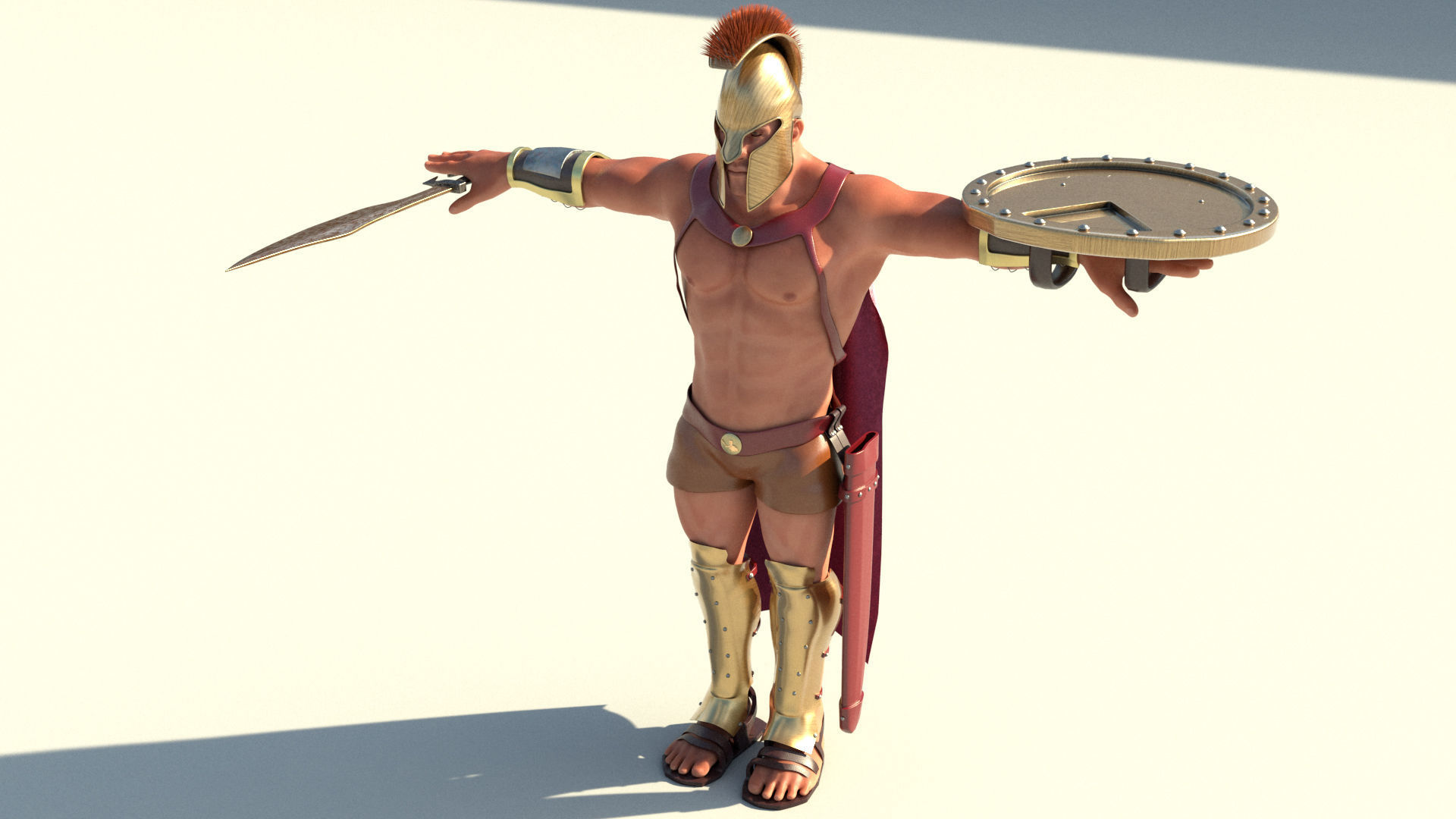 Spartan Warrior Low-poly 3D model_7