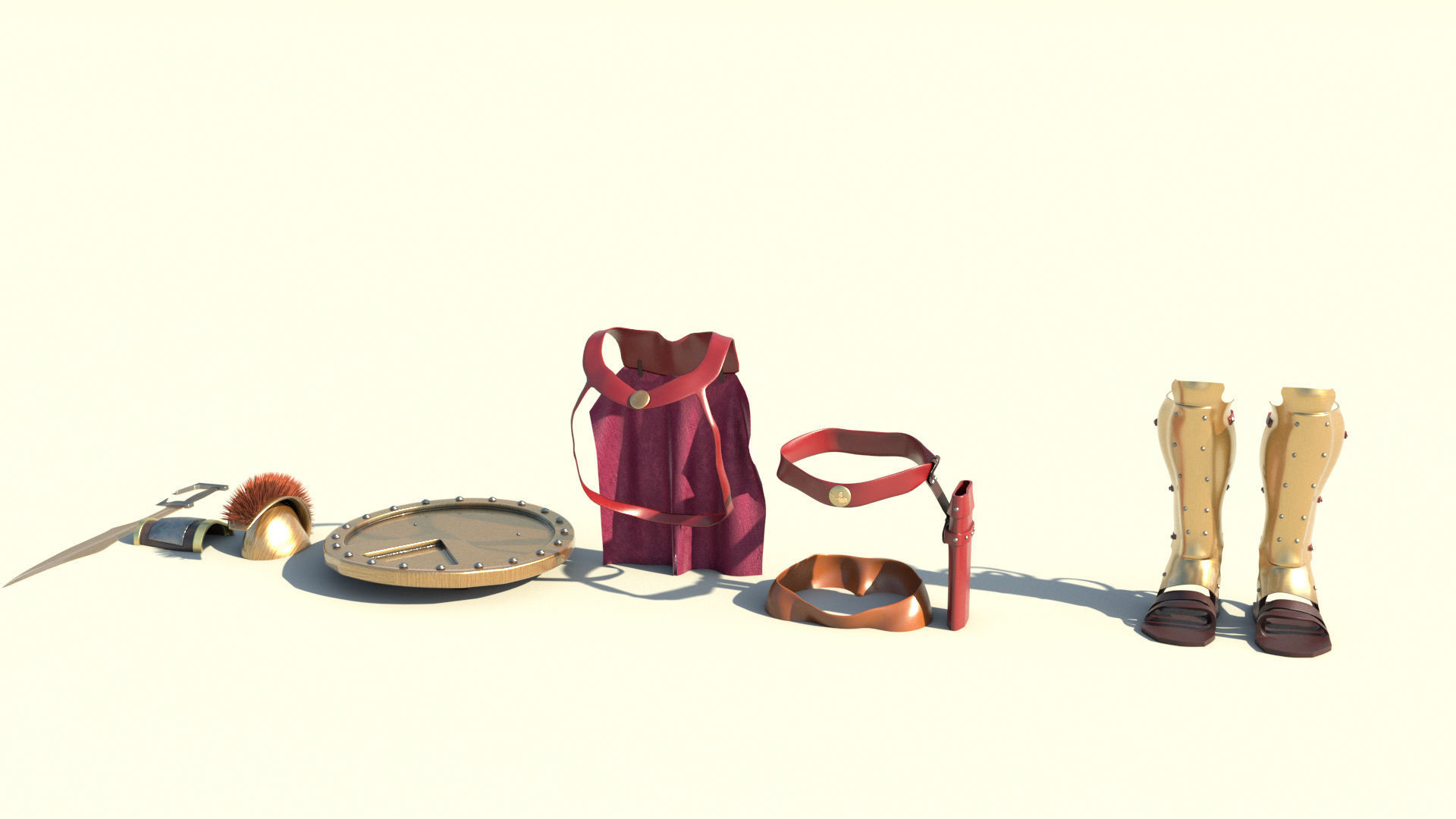 Spartan Warrior Low-poly 3D model_2