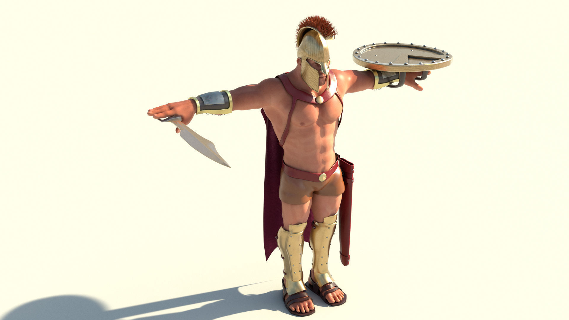 Spartan Warrior Low-poly 3D model_4