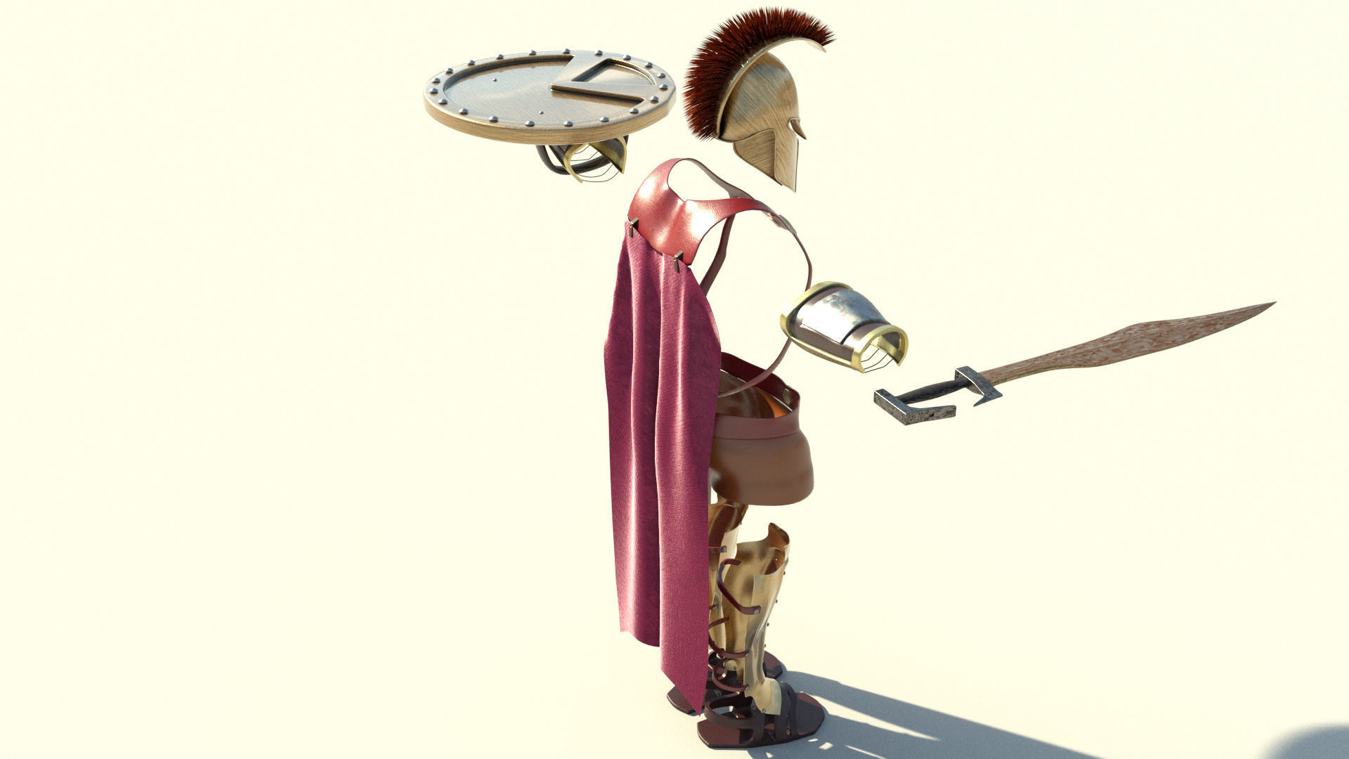 Spartan Warrior Low-poly 3D model_10