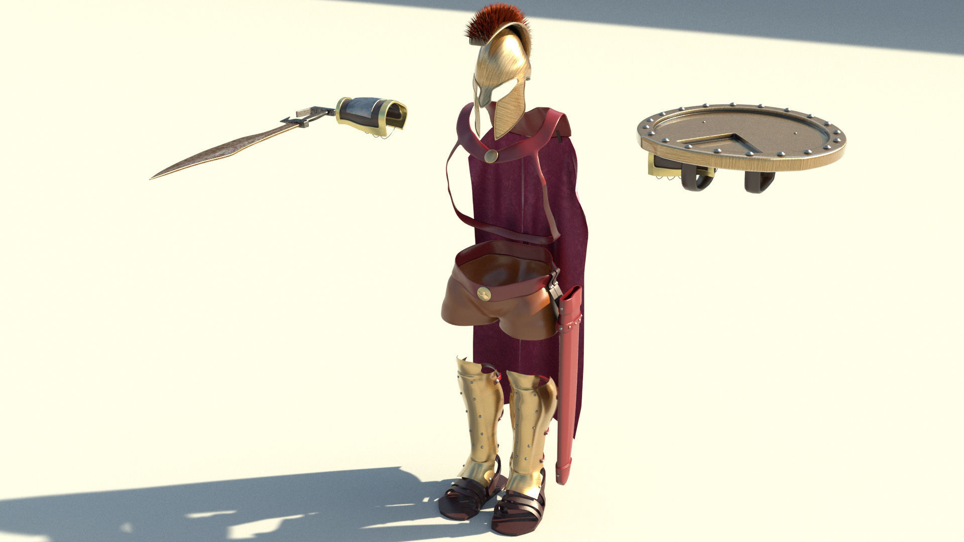 Spartan Warrior Low-poly 3D model_9