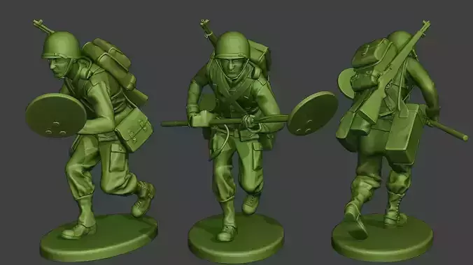 American engineer soldier ww2 Run A9 3D print model