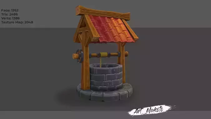 Stylized Well Low-poly 3D model