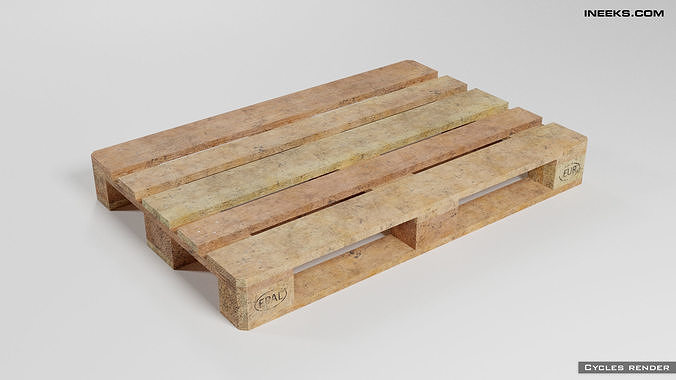 Wooden euro pallet used condition with dirt 3D model