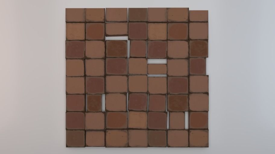 Brick Floor Low-poly 3D model_2