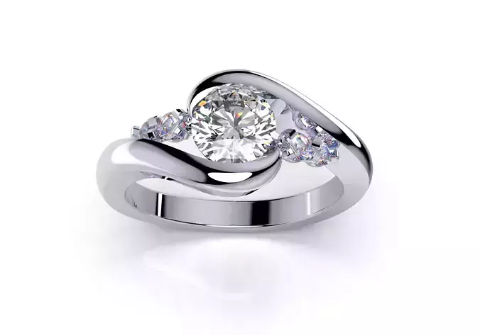 Engagement Ring Solitaire Ring 3D Model Women Ring - CC99 