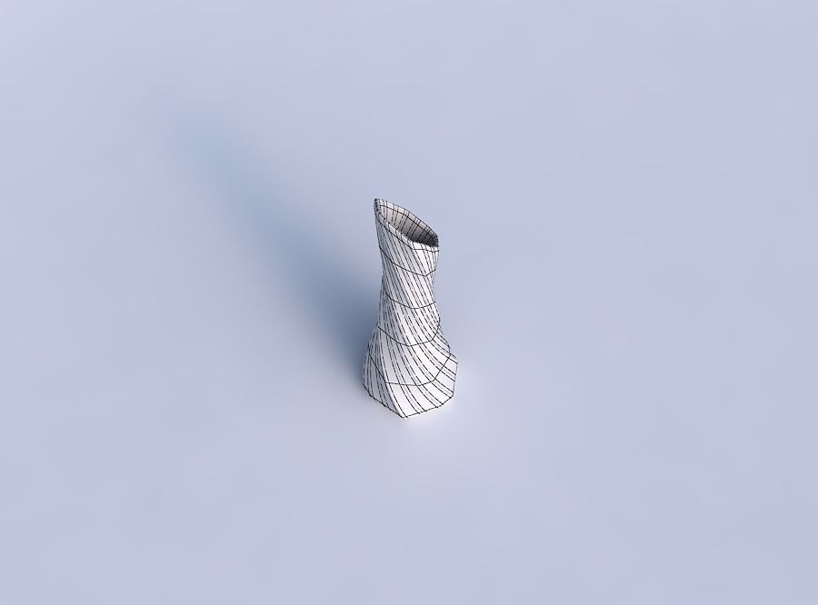 Vase twisted squeezed and bent hexagon with bands uniform ver... 3D print model_6