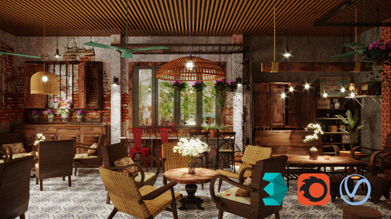 interior design of the coffee 3D model_1