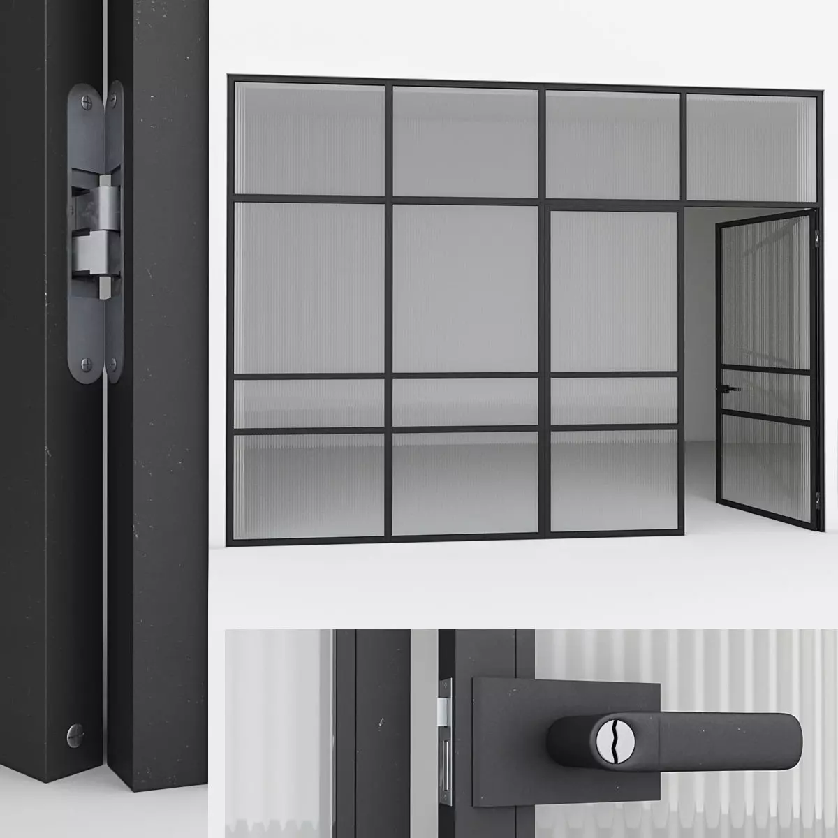 Aluminium door 3D model_0