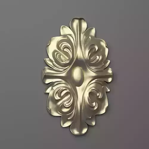 Rosette ornate gold medallion 3D print model