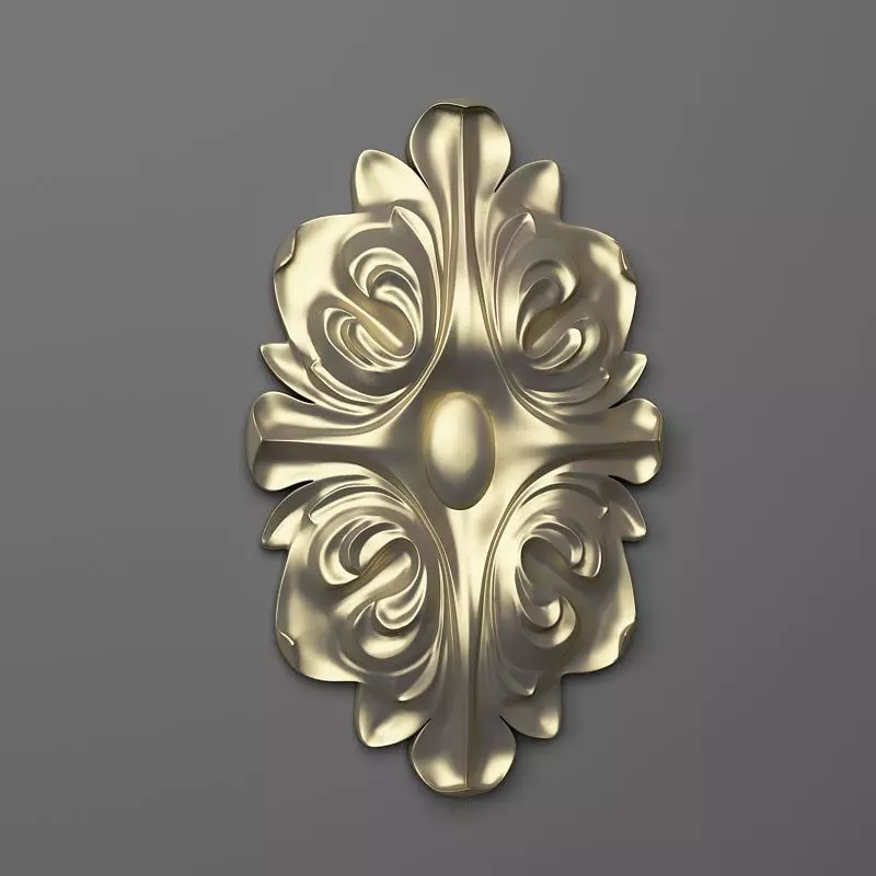 Rosette ornate gold medallion 3D print model_0